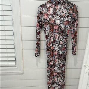Source Unknown Black Floral Long Sleeve Dress